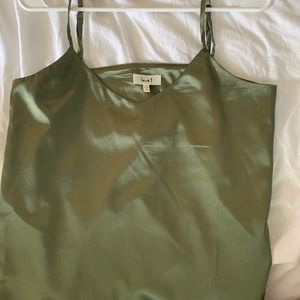 Green silk tank top